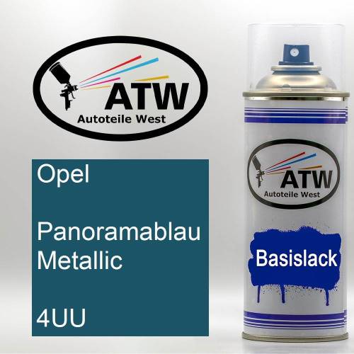 Opel, Panoramablau Metallic, 4UU: 400ml Sprühdose, von ATW Autoteile West.